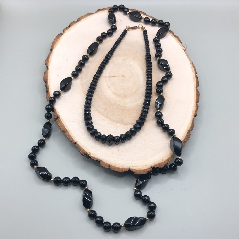Curated bundle lot 2 vintage glam necklaces, costume, statement, dark romantic.